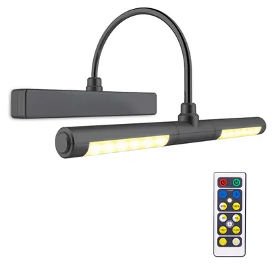 Productafbeelding van BIGLIGHT Beeldverlichting met afstandsbediening, draadloze, batterijgevoede LED-wandlampen, 13 inch draaibare lichtkop met 3 lichtstanden, dimbare verlichting voor dartbordafbeeldingen - zwart