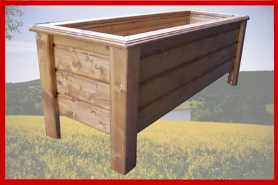 Produktbild von Hochwertiger Classic lasiert Außenmaße 120 x 40 x 40 cm Blumenkasten Hochbeet Pflanztrog Nr. PK - REAL-2593