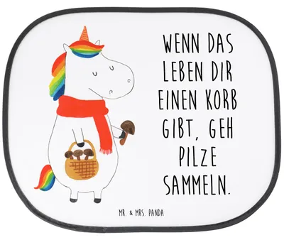 Produktbild von Mr. & Mrs. Panda Hitzeschutz Auto Einhorn Pilz - Weiß - Geschenk, Sonnenschutz, Pilze, Spruch, Unicorn, Sonnenblende, Motivation, Seitenscheibe, Einhörner, für