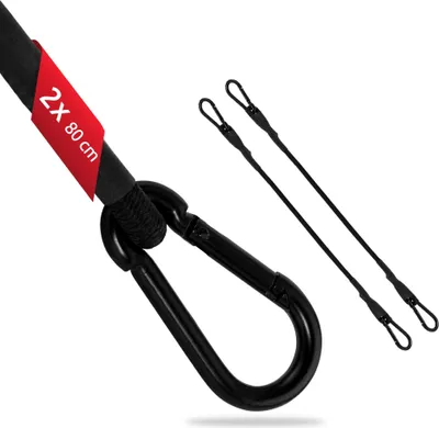 Produktbild von ECENCE 2x Spanngummi mit Karabiner aus Edelstahl 80cm in Schwarz Latex Spanngurte, Gepäckspanner,
