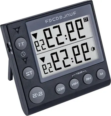 Image de Minuteur de cuisine numérique avec minuterie à 2 canaux et horloge - Noir - Pièce unique