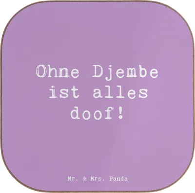 Produktbild von Mr. & Mrs. Panda Holzuntersetzer Spruch Djembe Freude - Lavendeltraum - Geschenk, Lernen, Musik, Untersetzer Gläser, Tassenuntersetzer, gläseruntersetzer, Leidenschaft