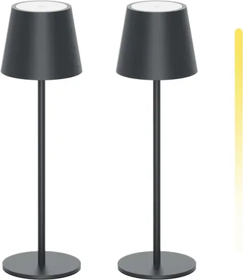 Obrázek produktu pro Stolní lampa - 2 kusy. LED stolní lampa - stmívatelná a bezdrátová - nabíjecí - 4400 mAh - IP54 - tmavě šedá