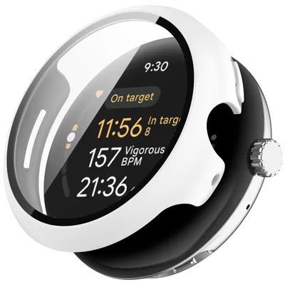 Produktbild von Für Google Pixel Watch 3 45mm Kunststoff PC Smart Watch Hülle + Schutz Hart Glas Weiß
