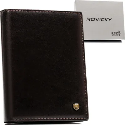 Produktbild von Rovicky | Minimalistische Herrenledergeldbörse, mit Reißverschluss, Dunkelbraun, 9.5x13 cm
