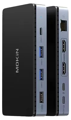 Image de Station d'accueil USB-C, prise en charge de deux écrans, port Gigabit Ethernet, 8-en-1 avec 2 ports HDMI