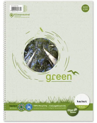 Produktbild von Staufen® green 608571020 Collegeblock LIN22 - A4, 80 Blatt, 60 g/qm, kariert