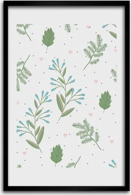 Produktbild von Bild - Bilderrahmen - 40 cm x 60 cm - MDF - Rahmen - Wandkunst - Blätter und Herzen