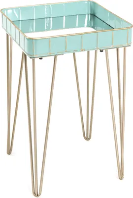 Produktbild von HAKU Beistelltisch gold, türkis - Metall, Spiegel, B/H/T: 35x56x35 cm