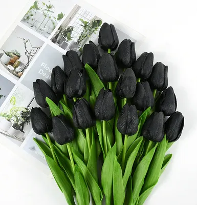 Obrázek produktu pro Tulipán, textilní dekorace, květina černá / 1ks