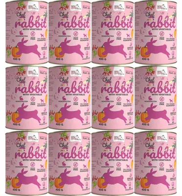 Produktbild von SYTA MICHA Kaninchen mit Gemüse Nassfutter für Hunde, Dose 12 x 400 g