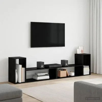Image de Maison Exclusive - Meuble TV, dimensions 100 x 30 x 50 cm, finition noire imitation chêne, fabriqué en panneaux de particules