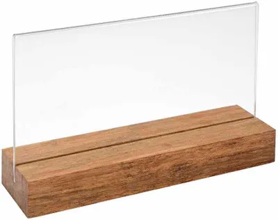 Produktbild von Doppelseitiger Tischkartenhalter DIN Lang Quer mit Fuß aus dunklem Bambus / Werbeaufsteller / Menükartenhalter / Bildhalter / Tischaufsteller / Holz / Gastronomie - Zeigis®