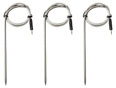 Produktbild von BBQ Temperaturfühler Set 3 Stück Edelstahl, hitzebeständig bis 300°C, 130 cm Kabel