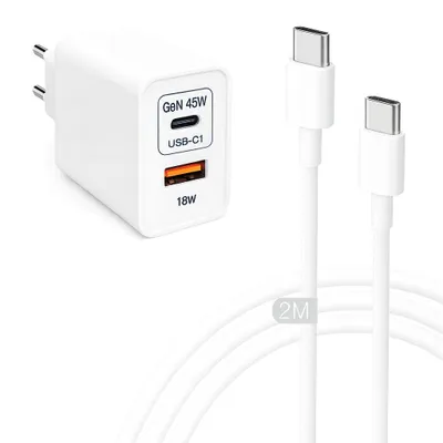 Produktbild von 45W USB-C Netzteil & 2m 60W Schnellladekabel – GaN Ladegerät Power Delivery für Google Pixel 9 8 7 6 Pro, Pixel Fold, Pixel Tablet