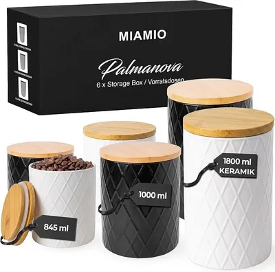 Imagen del producto de - Juego de 6 recipientes para alimentos / Set de recipientes de cerámica para la cocina - Palmanova ( y blanco)
