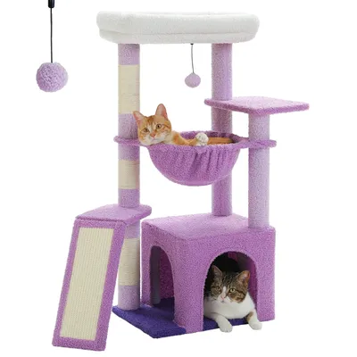 Image de Arbre à chat, hamac spacieux, poteaux à griffer solides en sisal, AMT0271PP, L