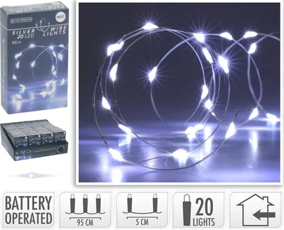 Zdjęcie produktu dla LED Lichterkette Silberdraht 20 LED kaltweiß 36 Stück Verkaufseinheit 412568 8720573662406