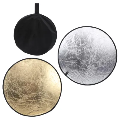 Immagine prodotto di Riflettore fotografico 2 in 1 da 80 cm / 31,5 pollici per illuminazione in oro e argento; studio fotografico portatile pieghevole con borsa da trasporto