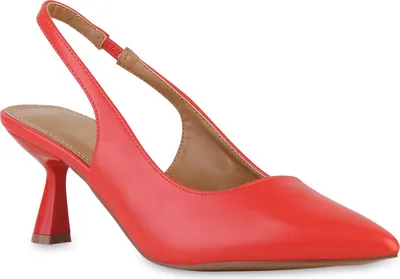Produktbild von VAN HILL Damen Slingpumps Pumps Klassische Spitze Absatz-Schuhe 841396, Farbe: Rot, Größe: 39