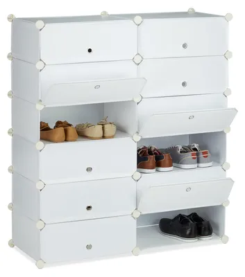 Schuhregal 12 Fächer Kunststoff 108x94x37 cm weiß