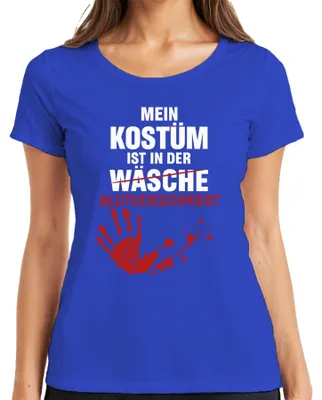 Immagine prodotto di Maglietta da donna My Costume Bloodstained Halloween Horror Zombie Handprint, Blu, M