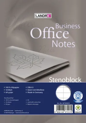 Produktbild von LANDRÉ Stenoblock A5 40 Blatt mit Mittellinie