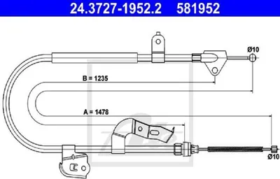 Produktbild von ATE Handbremsseil Seilzug Feststellbremse für TOYOTA AYGO (WNB1, KGB1) Hinten Rechts 24.3727-1952.2