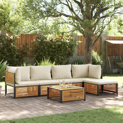 Immagine prodotto di Maison Exclusive - Set da giardino 6 pezzi con cuscini in legno massello di acacia