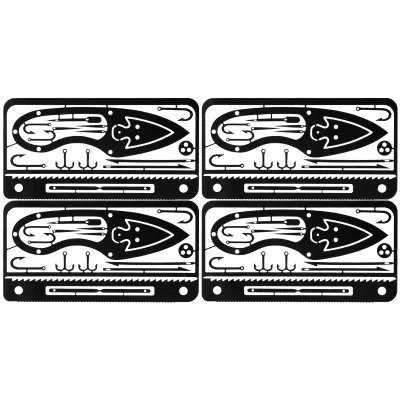 Obrázok produktu pre 4Pcs Outdoor Multifunctional Camping 304 Nerezová oceľ Survival Card Rybársky háčik Card Tool (C-Type Black)