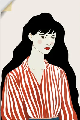 Produktbild von ARTland Wandbild, selbstklebend Woman in Striped Blouse I Größe: 60x90 cm