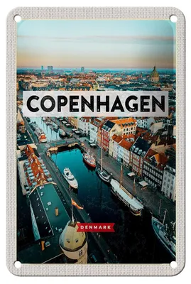 Produktbild von Blechschild Reise 12x18cm Copenhagen Denmark Altstadt Fluss Dekoration