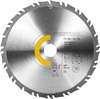 Productafbeelding van Festool HW 160x1,6x20 FWWW35 cirkelzaagblad WOOD FINE CUT 160 x 1,6 x 20 mm ( 578586 )