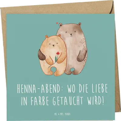 Produktbild von Mr. & Mrs. Panda Glückwunschkarte Henna-Abend Farbenliebe - Meeresbrise - Geschenk, Klappkarte, doppelkarte, Tradition, Grußkarte, anlasskarte, Hochzeit, Magischer Moment