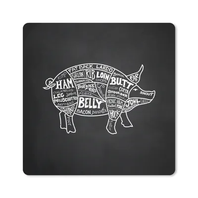 Produktbild von MuchoWow® Mauspad Mousepad Küche - Schwein - Fleisch 20x20 cm - Mousepads - Maus Mat - Pad - Mausunterlage - Desk Mat - Bureauartikeln