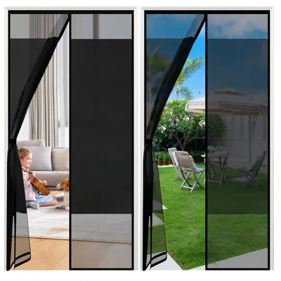 Produktbild von Sekey Sichtschutz Türvorhang mit Magnet – blickdicht & luftdurchlässig, Fliegengitter für 80x200 cm Balkon & Schlafzimmer, Schwarz