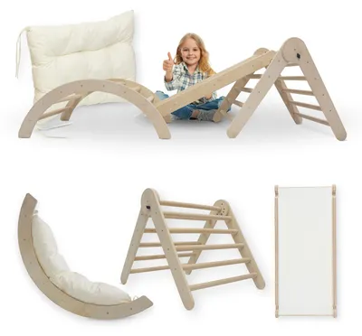 Image de Kit d'escalade 4 en 1 avec toboggan et coussins, idéal pour une utilisation en intérieur