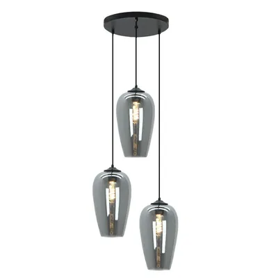 Produktbild von Olucia - ANDY - Pendelleuchte - Grau / Schwarz - 3 Lampen