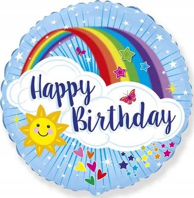 Immagine prodotto di palloncino in foil FX da 18" - Buon compleanno, con arcobaleno
