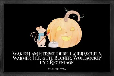 Produktbild von Mr. & Mrs. Panda Schmutzmatte Kürbis Maus 40 x 60 cm - Schwarz - Geschenk, Gummimatte, Dekoration, Schmutzfangmatte, Kerzen, teppichmatte, Halloween, Trick Or Treat, Deko