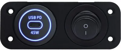 Productafbeelding van ProRide USB-C-autolader - 1 poorten - 45W - Met schakelaar - Tweevoudig inbouw - 12-24V - Blauw