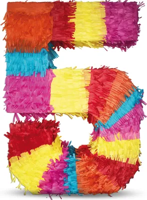 Produktbild von Pinata Zahl 5 Kinder zum 5-ten Kinder-Geburtstag Schlag-Pinata 50 x 35 x 8cm Outdoor Spiel Geburtstagsdeko