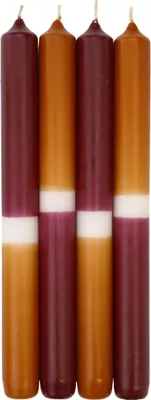Produktbild von INNA-Glas Dip Dye Stabkerzen LISSITA, 4 Stück, burgunderrot-cognac, 25cm, Ø2,3cm, 11h - Tafelkerze