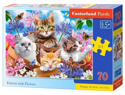 Produktbild von Puzzle 70 Teile Kätzchen mit Blumen Castorland