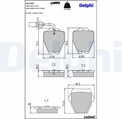 Produktbild von DELPHI Bremsbeläge Satz Vorne Bremsklötze für VW PASSAT Variant (3B6) LP1703