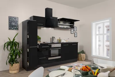 Produktbild von Küche Küchenzeile Küchenblock  Eiche Schwarz Amanda 240 cm Respekta Premium
