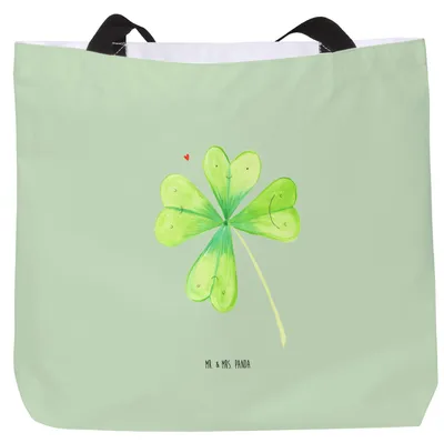 Produktbild von Mr. & Mrs. Panda Tote Bag Blume Kleeblatt - Blattgrün - Geschenk, Strandtasche, Einkaufstasche, Laptoptasche, Glück, Glücksbringer, Reisetasche, Umzug, Neuanfang, Garten