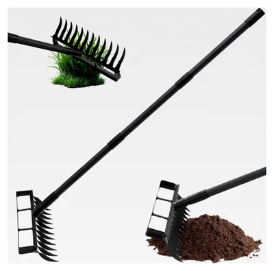 Produktbild von 2-in-1 Gartenhacke mit 12 Zinken Kultivator für Gartenarbeit, Unkrautzieher mit 193 cm langem Griff