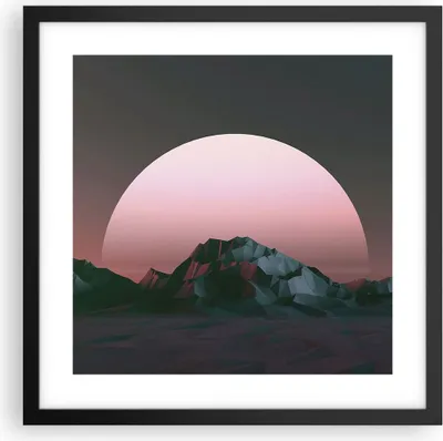 Produktbild von Gerahmtes Poster - Schwarzer Rahmen - Landschaft Berge Sonne - 40x40 cm - Wand Bild - Wanddeko - Wandbilder - Kunstposter - Wandposter - Bilderrahmen - Bilder - Kunstdruck - Wandbild - P2BAC40x40-4320