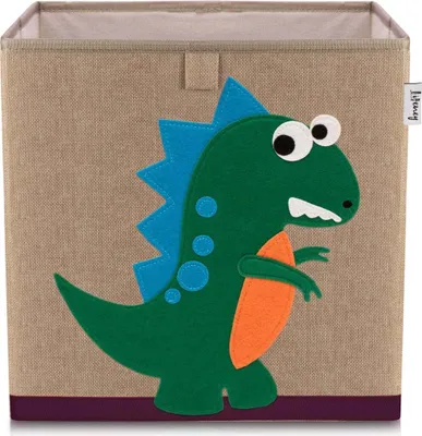 Produktbild von Lifeney Kinder Aufbewahrungsbox I praktische Aufbewahrungsbox für jedes Kinderzimmer I Kinder Spielkiste I Niedliche Spielzeugbox I Korb zur Aufbewahrung von Kinder Spielsachen (Dino 2 dunkel)